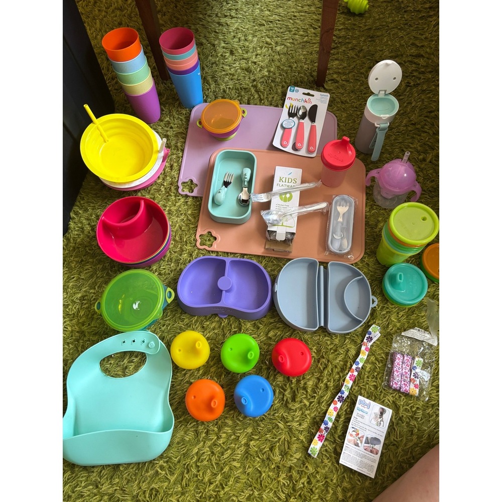 Toddler Baby Feeding Lot Nummy Suction Bowl Plates Cups Bib Utensils Sippy MO